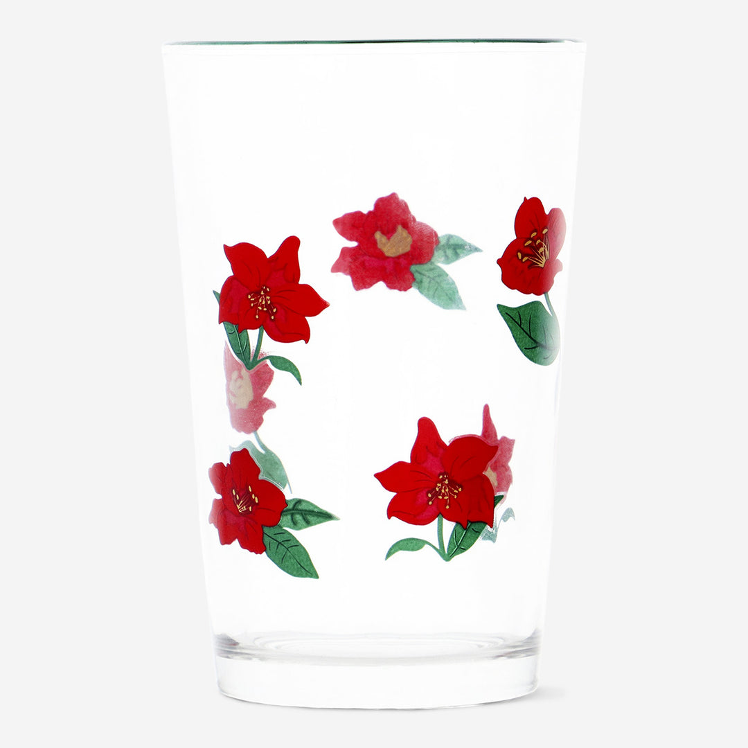 DRINKING GLASS 220ML XMAS FLOWER