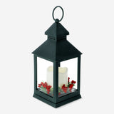 LANTERN LED W. CANDLE & WREATH GREEN