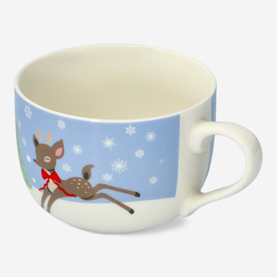 MUG GIANT 480ML W HANDLE W REINDEER, XMAS TREE & SNOW