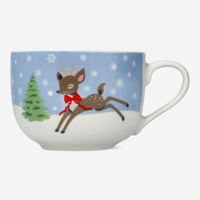 MUG GIANT 480ML W HANDLE W REINDEER, XMAS TREE & SNOW