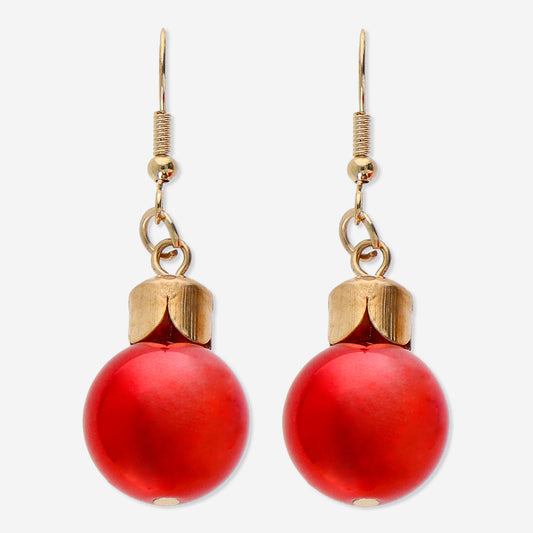 EARRINGS RED CHRISTMAS BAUBLES SMALL