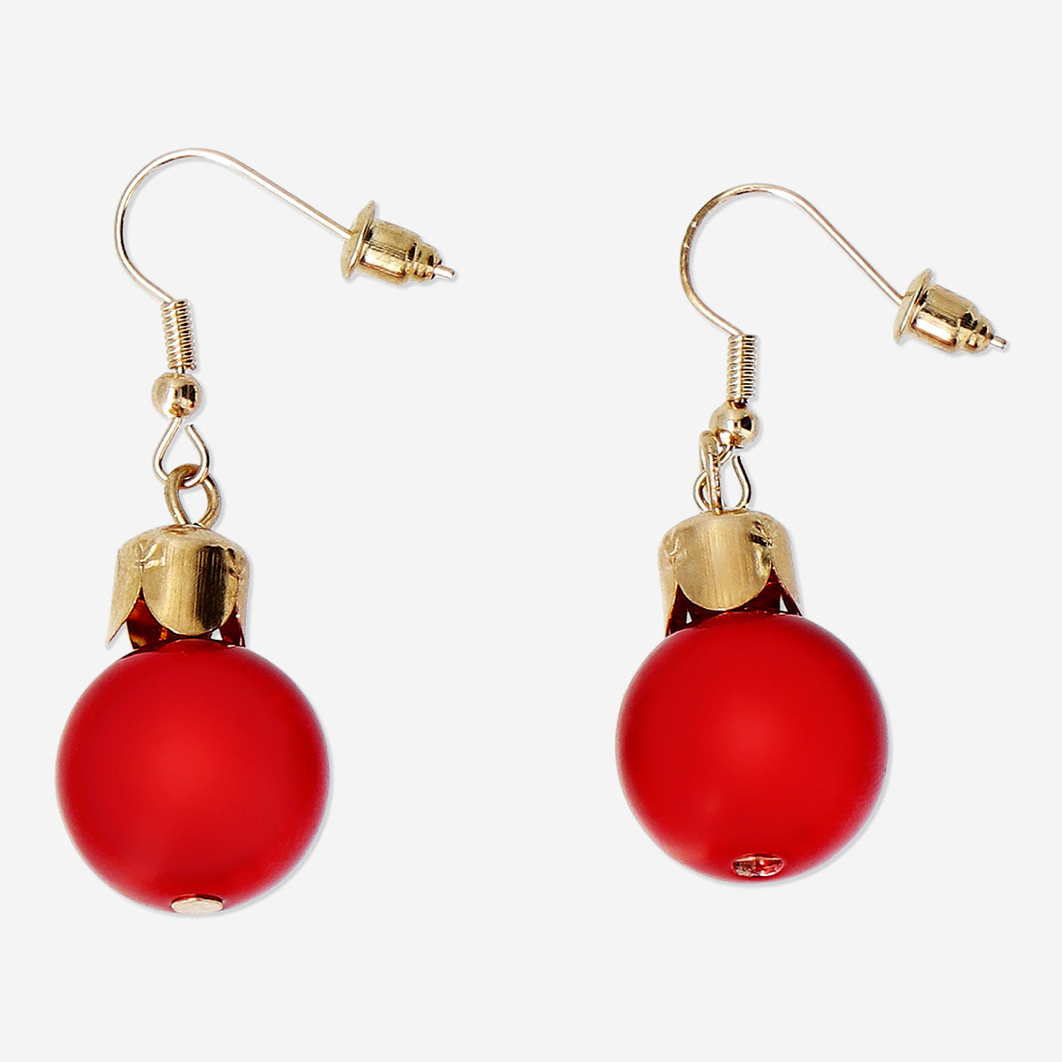 EARRINGS RED CHRISTMAS BAUBLES SMALL