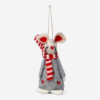 MOUSE W SCARF 12 CM GREY