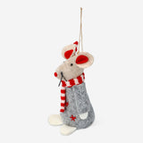 MOUSE W SCARF 12 CM GREY