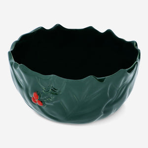 BOWL HOLLY EMBOSSED DETAILS GREEN AND RED