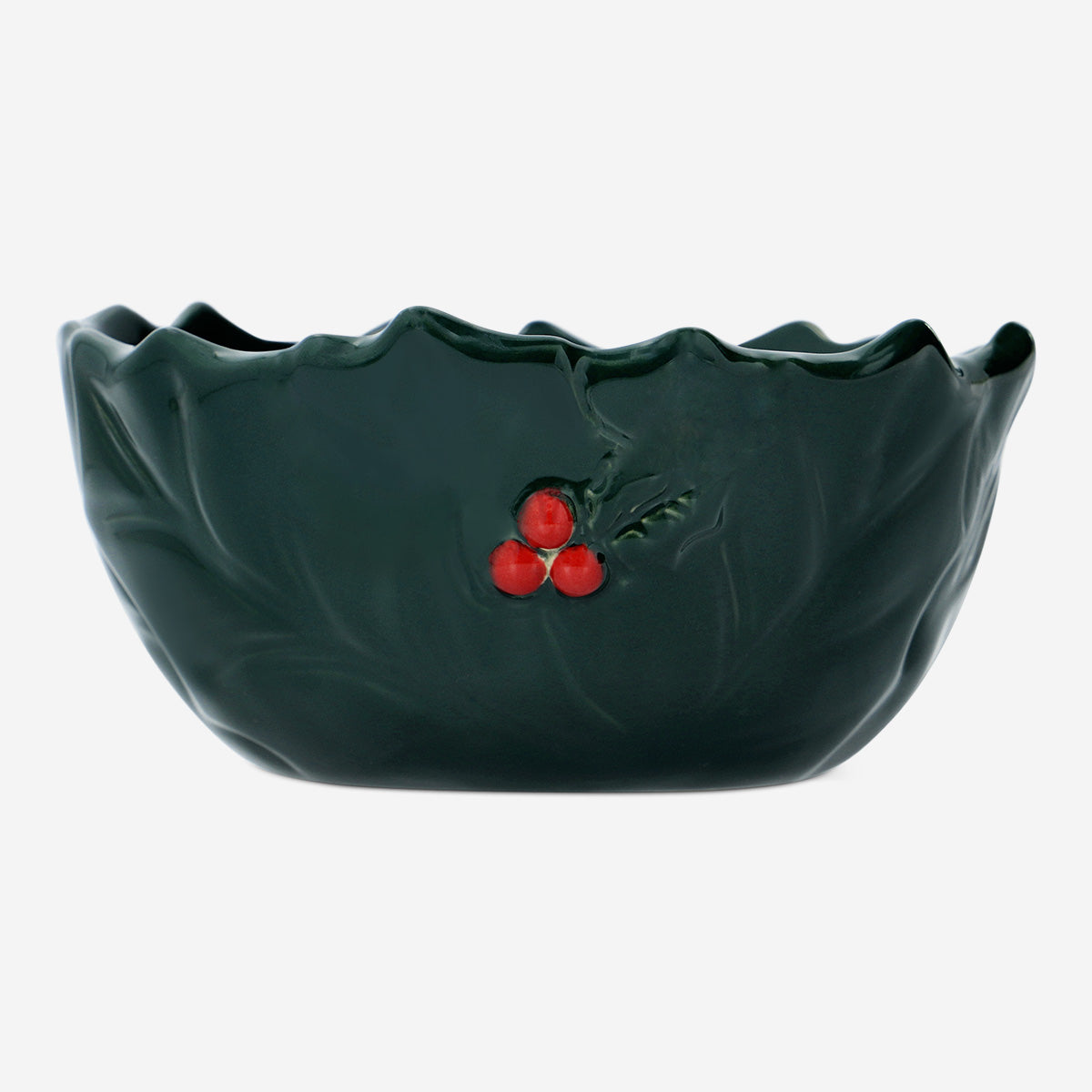 BOWL HOLLY EMBOSSED DETAILS GREEN AND RED