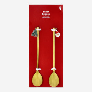 SPOON SET 2PCS XMAS DESIGN GOLD