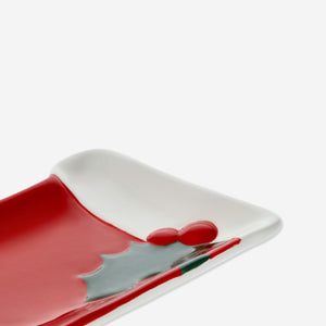 TRAY SERVING SHAPE LIKE CHRISTMAS STOCKING RED