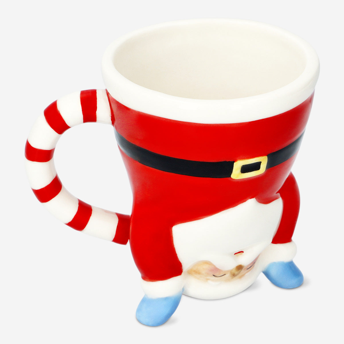 MUG W HANDLE SANTA SHAPE UP SIDE DOWN