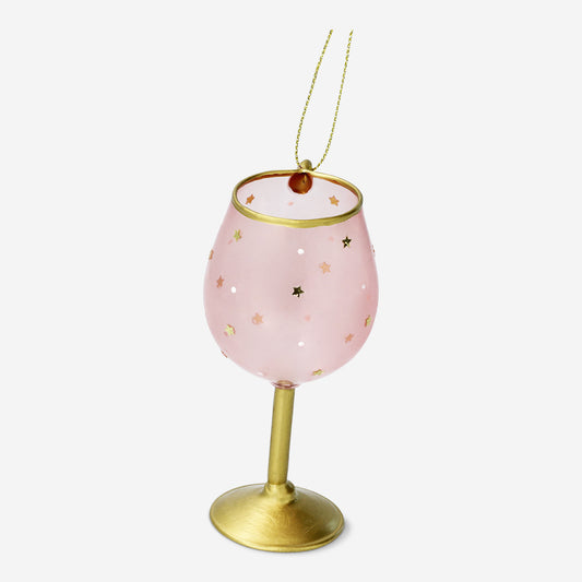 BAUBLE WINEGLASS PINK GLASS