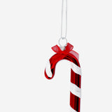 BAUBLE CANDY CANE RED GLASS