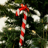 BAUBLE CANDY CANE RED GLASS