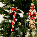 BAUBLE CANDY CANE RED GLASS