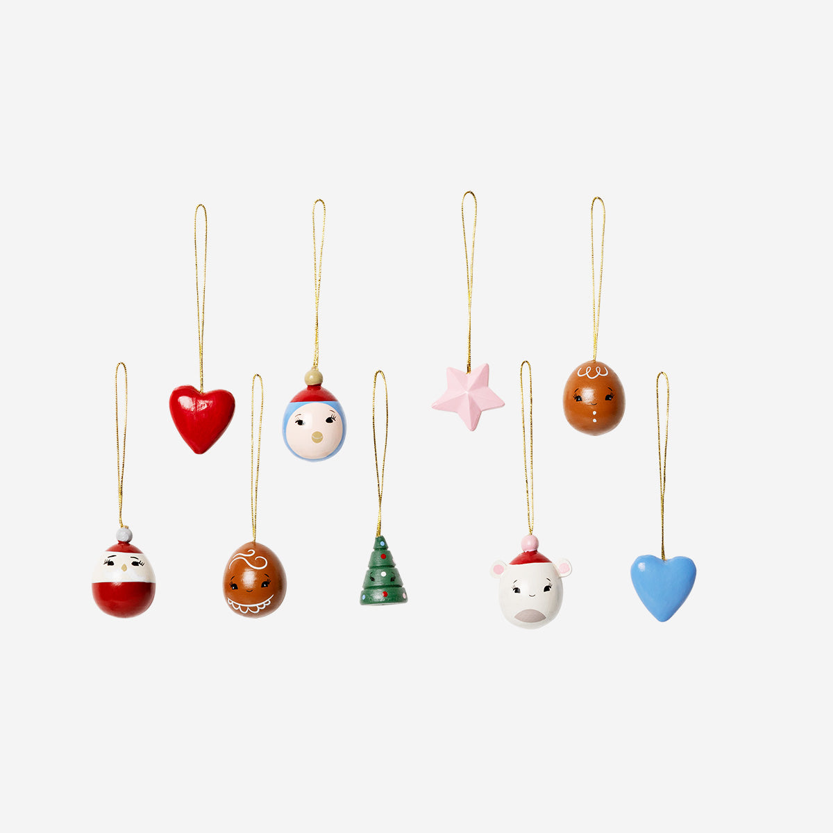 CHRISTMAS ORNAMENTS WOOD 9 PCS/SET