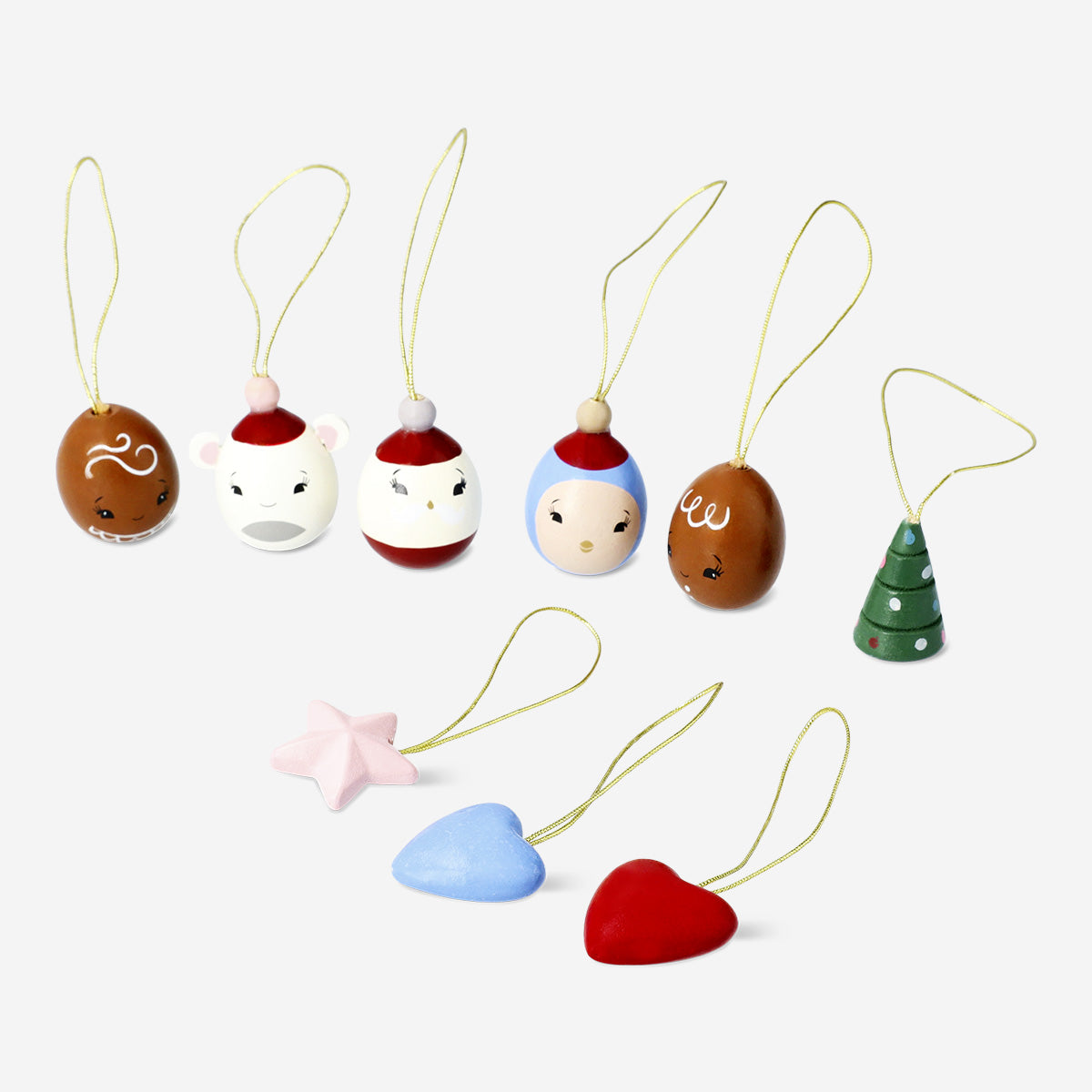 CHRISTMAS ORNAMENTS WOOD 9 PCS/SET