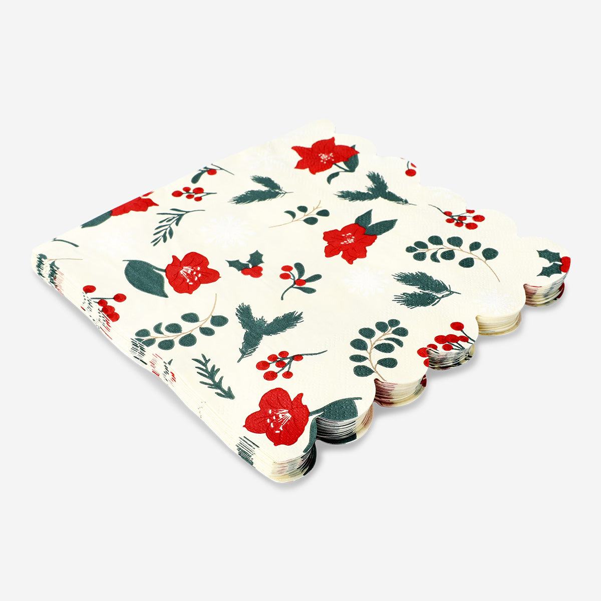 NAPKINS 3 LAYERS CHRISTMAS FLOWERS 16 PCS 16 X 16 CM