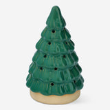 CHRISTMAS TREE CERAMIC W. LED INSIDE GREEN