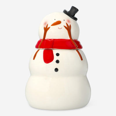 JAR COOKIE SNOWMAN RED SCARF WITH BLACK TOPHAT