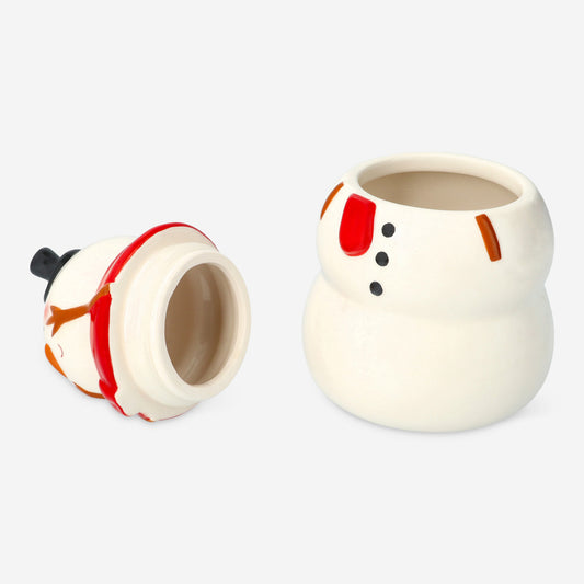 JAR COOKIE SNOWMAN RED SCARF WITH BLACK TOPHAT