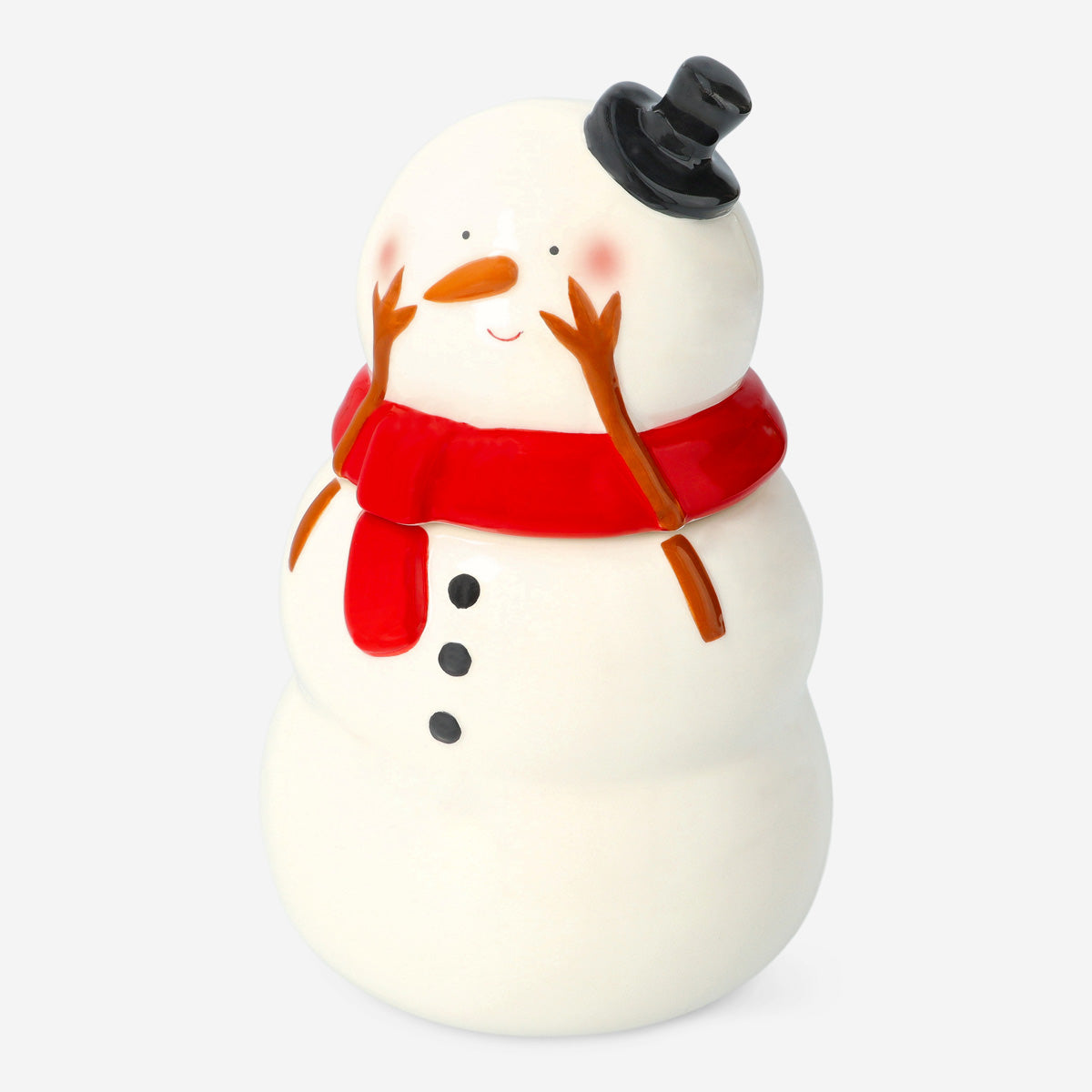 JAR COOKIE SNOWMAN RED SCARF WITH BLACK TOPHAT