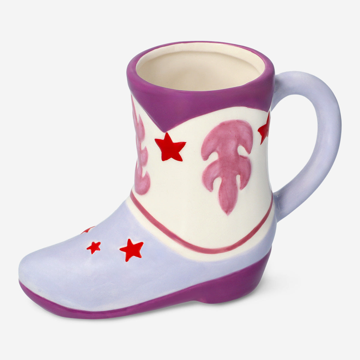 MUG W HANDLE SHAPED COWBOY BOOT PURPLE COMBO