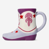 MUG W HANDLE SHAPED COWBOY BOOT PURPLE COMBO