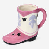 MUG W HANDLE SHAPED COWBOY BOOT PINK COMBO