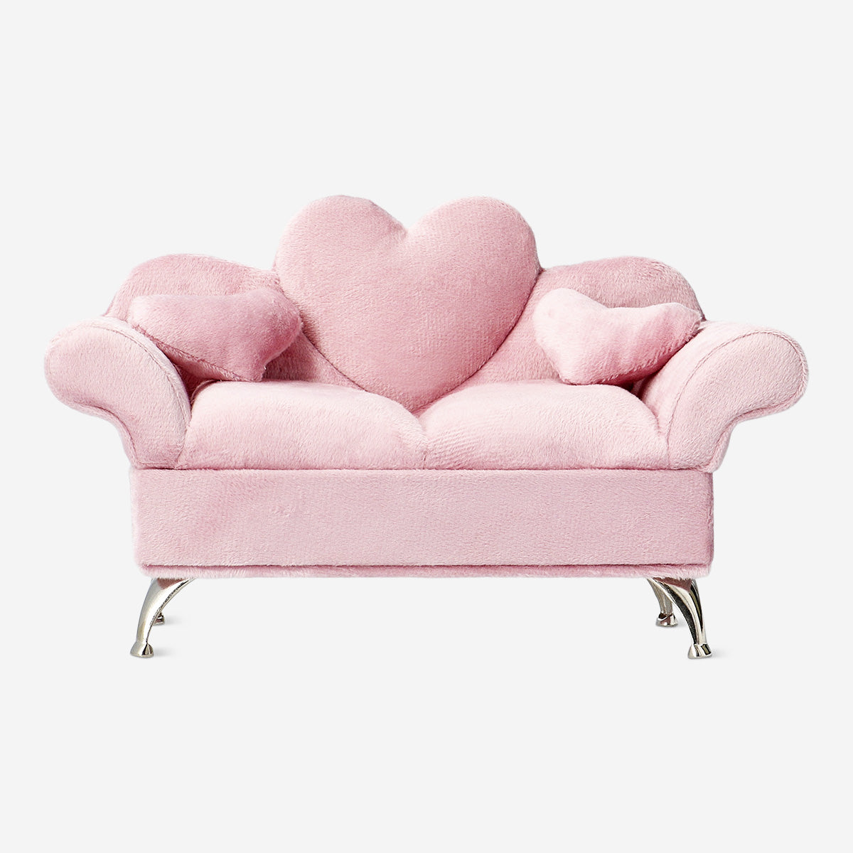 JEWELRY BOX VELVET HEART SOFA W. HEART CUSHIONS