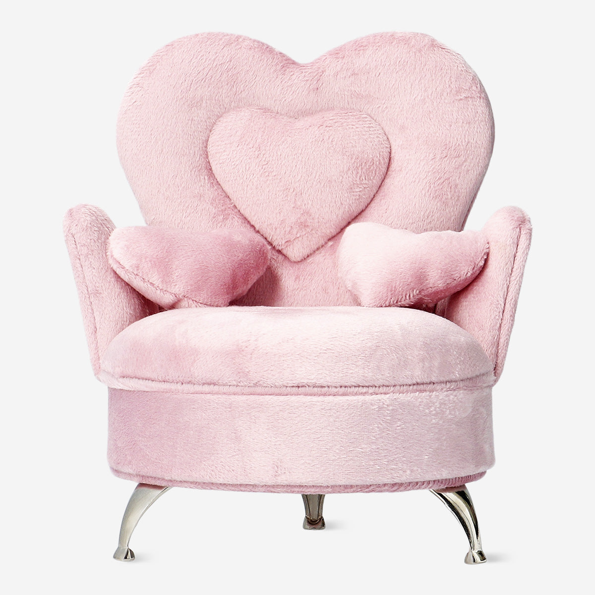 JEWELRY BOX VELVET HEART STOOL W. HEART CUSHIONS LIGHT PINK