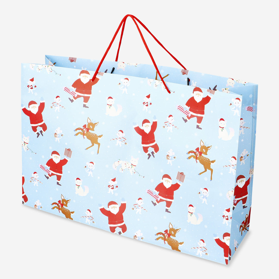 BAG SHOP BIG BLUE WITH KIDS CHRISTMAS PRINT 30 X 45 CM