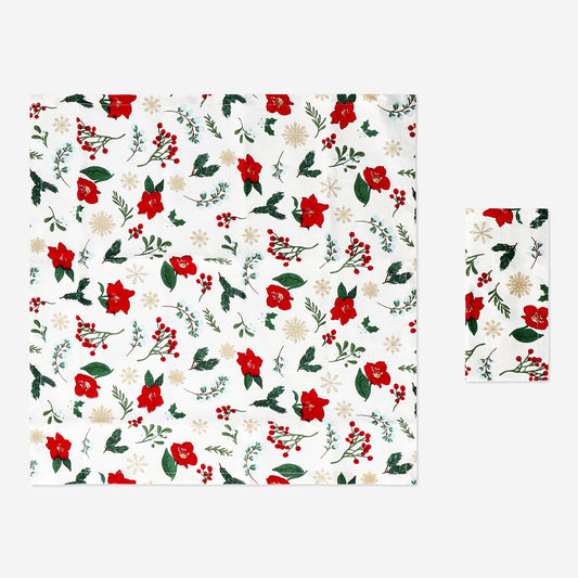 NAPKIN COTTON 2 PCS SET 40X40 CM CHRISTMAS FLOWER