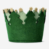 BASKET FELT GREEN WITH CHRISTMAS TREE