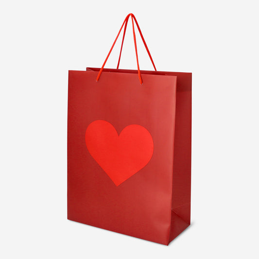 BAG SHOP RED W HEART 33 x 25 x 11 CM