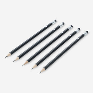 PENCILS W. ERASER BLACK HB 5PCS