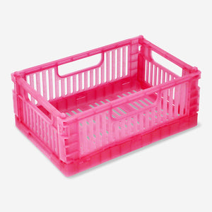 BOX FOLDABLE RECYCLED PP 22X14X8,5 CM TRANSPARENT PINK