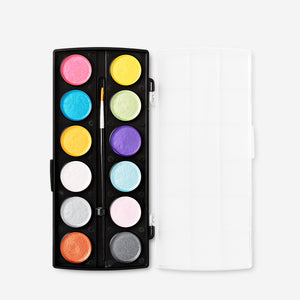 WATERCOLOURS METALLIC 12 COLORS INCL BRUSH