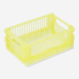 BOX FOLDABLE RECYCLED PP 15X10X5,5 CM TRANSPARANT YELLOW