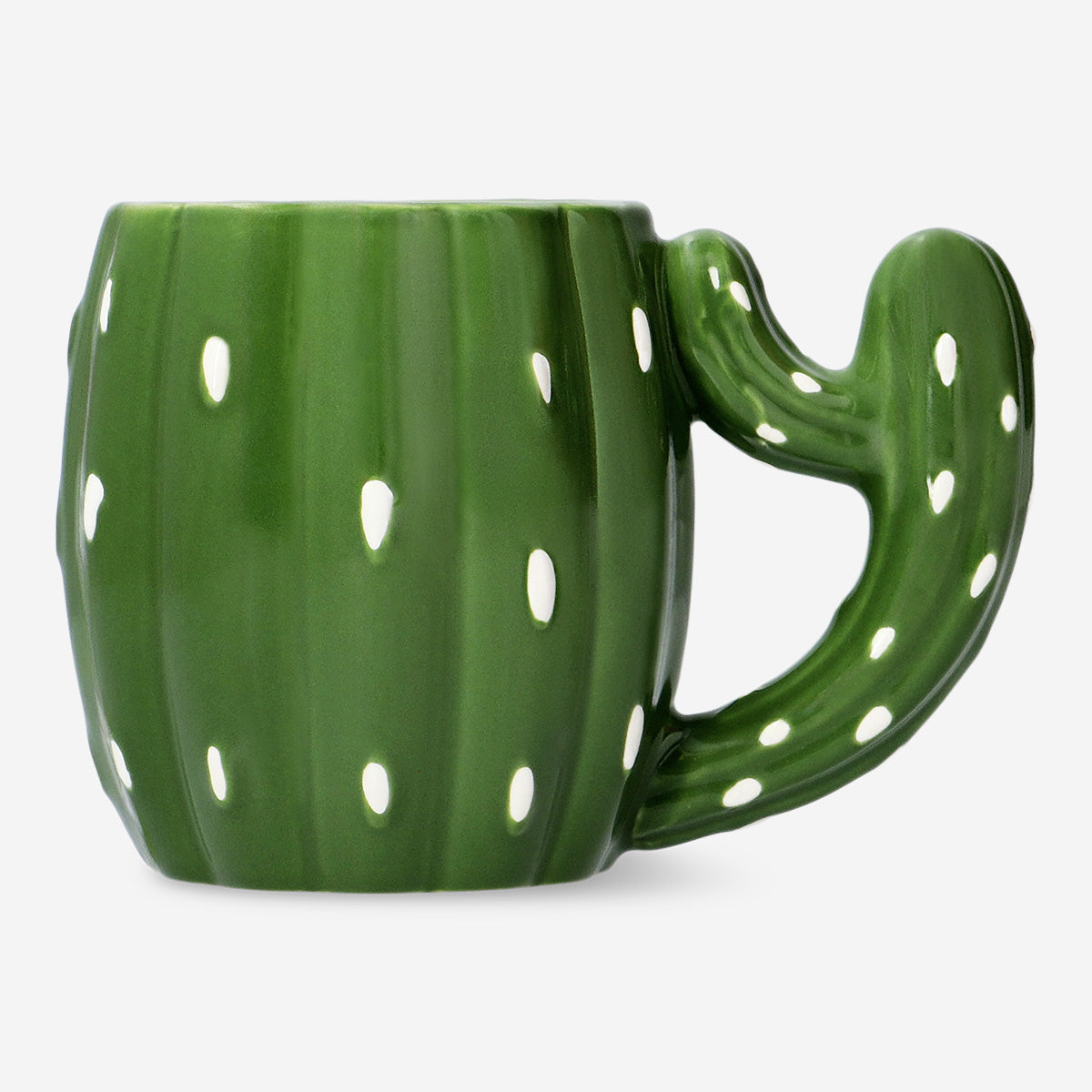 MUG WITH HANDLE CACTUS SHAPE GREEN