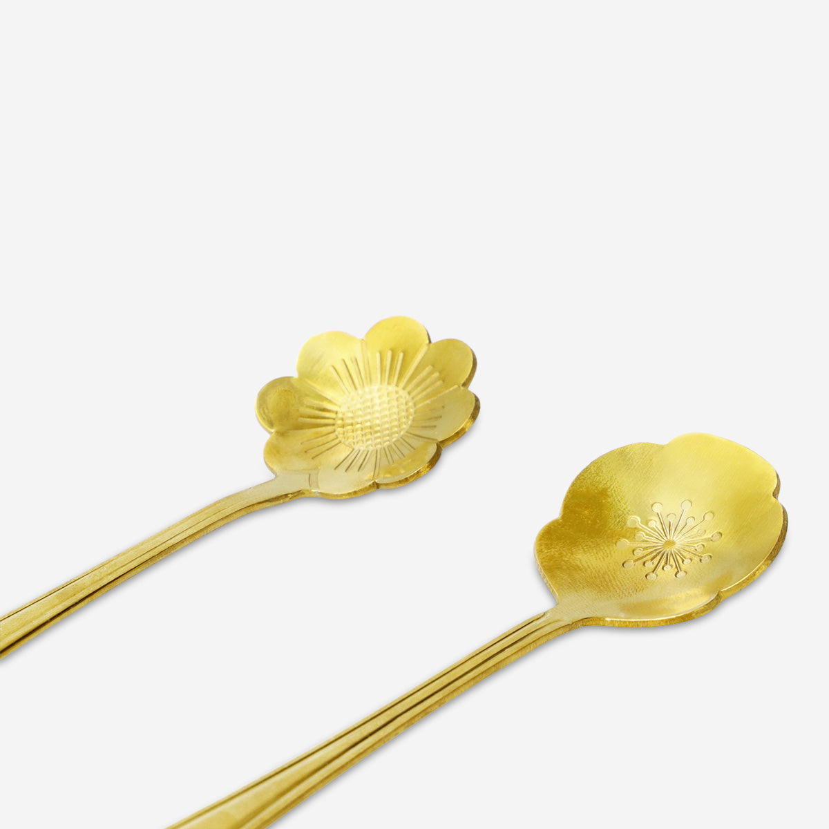 SPOON SS 2PCS SET FLOWERS GOLD