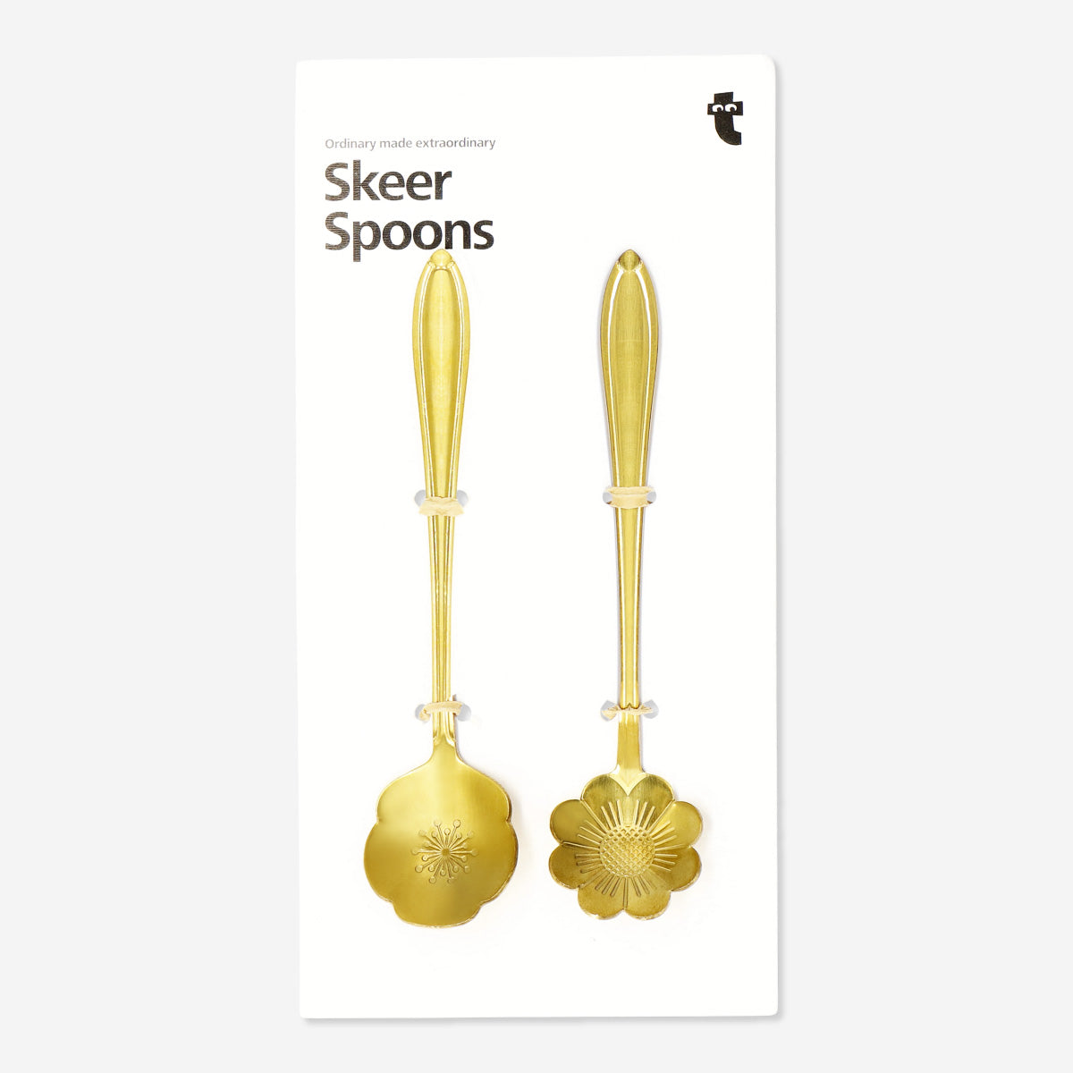 SPOON SS 2PCS SET FLOWERS GOLD