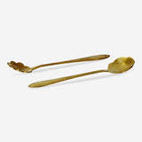 SPOON SS 2PCS SET FLOWERS GOLD