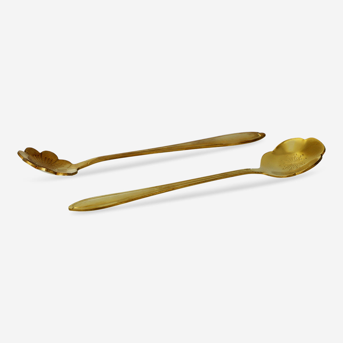 SPOON SS 2PCS SET FLOWERS GOLD