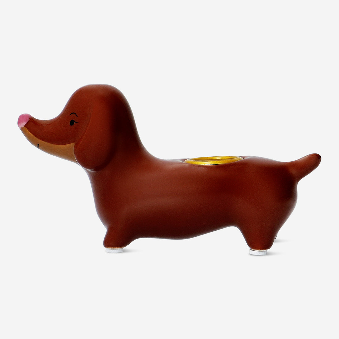 CANDLE HOLDER DOG W. HEARTS