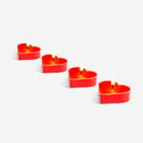 4'lü Kırmızı Kalp Şekilli Tealight Mum Seti