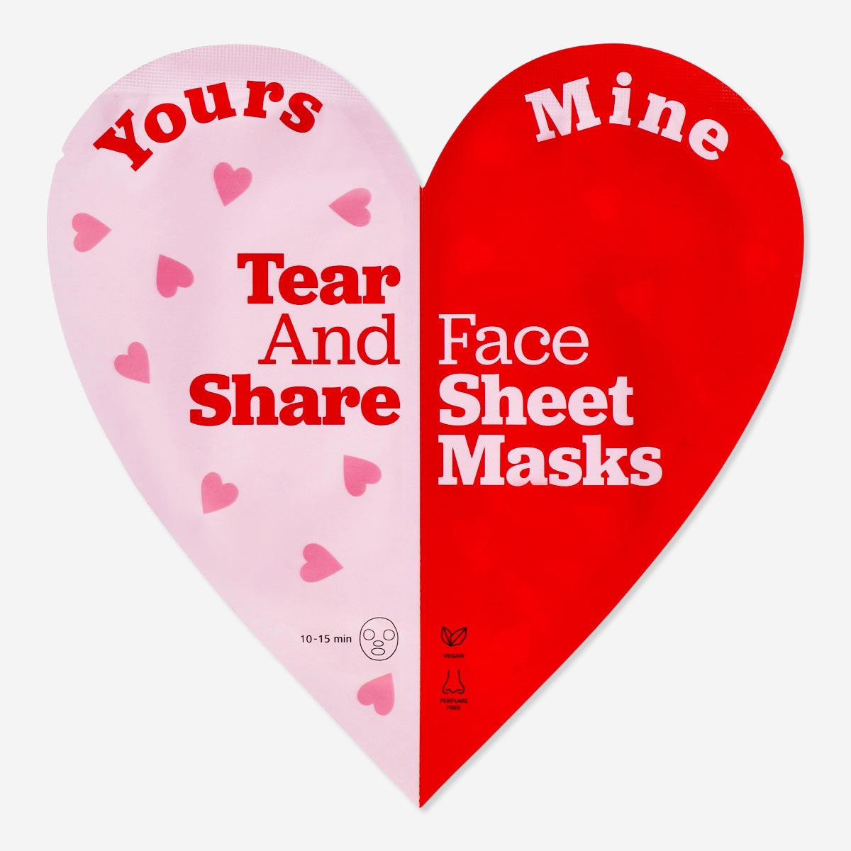 FACE SHEETMASK DUO SET FOR TWO HEART-SHAPED COTTON 2PCS