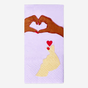 TISSUE 3 LAYER VALENTINE HAND+HEART PRINT 10PCS