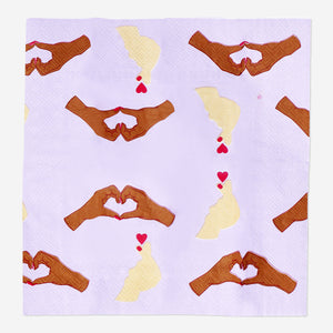 TISSUE 3 LAYER VALENTINE HAND+HEART PRINT 10PCS