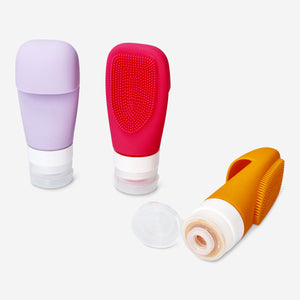 TRAVEL BOTTLES SILICONE 60ML W SCRUB 3PCS IN EVA BAG