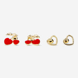 EARRINGS SMALL HEART-SHAPED CHERRY EAR STUDS