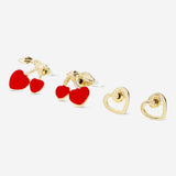 EARRINGS SMALL HEART-SHAPED CHERRY EAR STUDS